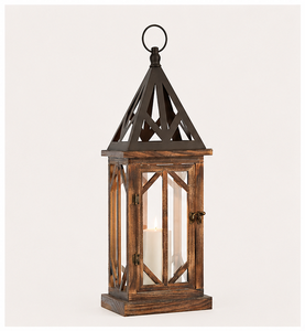Handcrafted Rustic Wooden <b>Lantern</b> Set for Wedding Centerpieces <b>Large</b> Farmhouse Decorative <b>Candle</b> Holder with Metal Top - Product Image 3