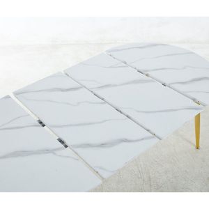 Tavolo da Pranzo, Ufficio e Caffè Estensibile in Oro e Bianco 100/140/180x100x75cm con Gambe in Metallo e Piano in MDF - Product Image 3