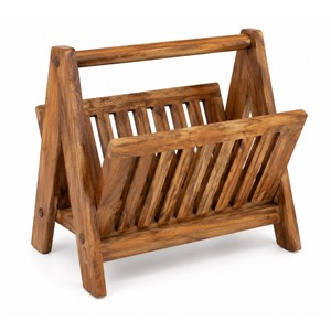 Porte-revues en bois de manguier artisanal en gros |   Rangement rustique pour la maison - Product Image 1