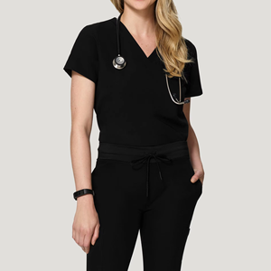 Conjuntos de Uniformes Médicos Rojos de Punto Personalizados de Alta Calidad, Uniformes de Hospital Limpios, Ropa de Enfermería de Algodón y Poliéster para Mujer - Product Image 1