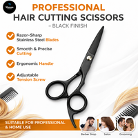 Ciseaux de barbier professionnels en acier inoxydable, lame tranchante, pour droitiers, manche moyen, poignée en acier inoxydable, MANAN INSTRUMENTS