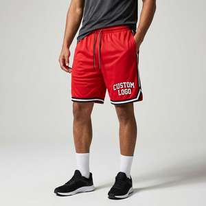 New Style <b>Men's</b> 100% Polyester Mesh <b>Shorts</b> Color Block <b>Elastic</b> <b>Waistband</b> Tapped Knee Length Side Slit <b>Men</b> Basketball Wear - Product Image 4