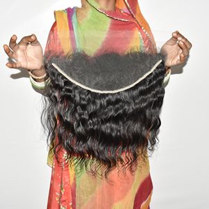 Indian natural color hair women raw Cuticle Aligned 13*6 HD Frontal <b>Machine</b> Double Weft Unprocessed Remy Hair <b>Weaving</b> Extensions - Product Image 1