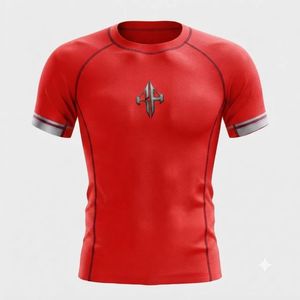 Camiseta Deportiva de Manga Corta Roja para Hombre, Sublimada, Cuello Redondo, Secado Rápido, Transpirable, Material de Spandex/Poliéster - Product Image 2