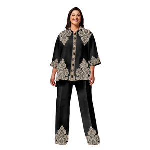 Conjunto Floral de Dos Piezas para Mujer, Cintura Natural, Vestidos de Verano Transpirables, Ropa Casual para Fiesta, Top y Pantalón Coordinados - Product Image 3