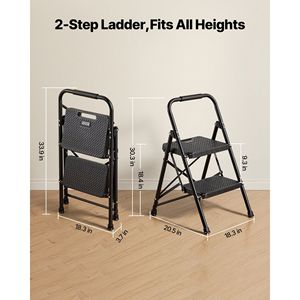 บันไดเหล็กพับได้ 2 ขั้น น้ำหนักเบา พกพาสะดวก พร้อมที่เหยียบกันลื่นแบบกว้าง และที่จับมือแบบสบาย รับน้ำหนักได้ 600 ปอนด์ - Product Image 2
