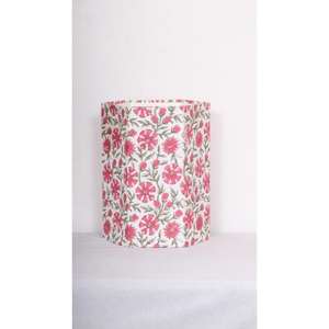 Poubelle hexagonale DIY en carton recyclé et tissu de coton à motif floral artisanal pour jardin, bureau ou maison - Product Image 1