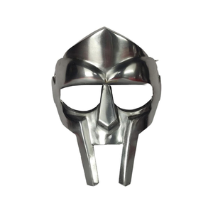 Atractiva Máscara de Casco de Gladiador Romano |   Máscara Facial Medieval Estilo MF Doom para Cosplay de Halloween, Acabado de Acero, para Fiestas de Disfraces - Product Image 1