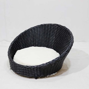 Black Modern Round Wicker Pet Furniture <b>Nest</b> Sofa <b>Bed</b> with Cushion for Dogs & Cats Living Room & Bedroom - Product Image 2