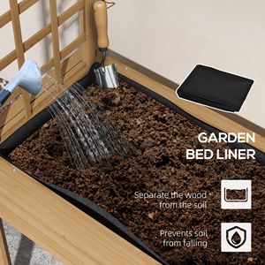 Maceta elevada de madera natural con enrejado para plantas trepadoras, cama de jardín elevada con patas, agujeros de drenaje, macetas y jardineras - Product Image 5