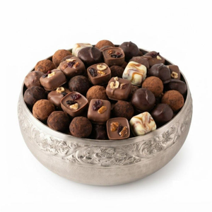 Bol à chocolat élégant en acier inoxydable durable, design martelé, couleur argent, style glamour, fait main, pour dattes du Ramadan, collations, fruits - Product Image 4