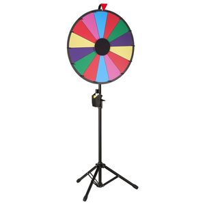 Ruleta de la Fortuna de 24 Pulgadas con Altura Ajustable, 14 Ranuras, Rueda Giratoria de Premios, Borrado en Seco, 2 Artículos de Fiesta - Product Image 1
