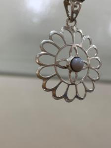 Pendentif Charme Floral en Argent Allemand avec Pierre Précieuse Bleue Larimar, Style Vintage, Qualité AAA, Vente en Gros, Fait Main, Lisse, Unisexe pour Femme - Product Image 2