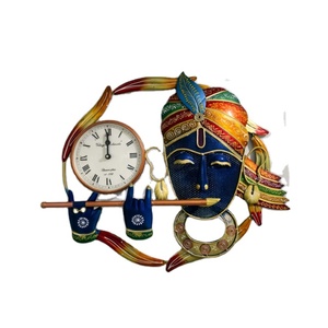 Decoración de Pared de Metal Hecha a Mano, Diseño Art Deco Ecológico, Acabado Esmaltado Pintado a Mano, Marco de Madera Rústico, Ligero, para el Hogar, Diwali - Product Image 1