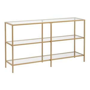 Consolle da Ingresso Moderna 51.2FT con Struttura in Metallo Dorato, Facile Montaggio, Tavolo da Divano in Vetro Temperato, Specchiato, per Soggiorno Contemporaneo - Product Image 2