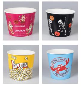 Vasos de Papel para Palomitas Amarillos con Diseño de Palomitas, de Pared Simple, Desechables, para Comida Rápida - Product Image 2