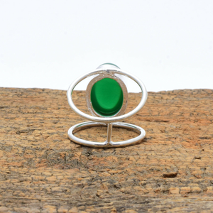 Handmade <b>925</b> Sterling <b>Silver</b> Women's Wedding Anniversary <b>Ring</b> Natural Green Onyx Gemstone Classic Bezel Setting Oval Cut Gifts - Product Image 3