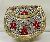 Tas Rantai Wanita Etnik, Dompet Kotak Logam, Tas Tangan Malam, Dompet, Tas Clutch Mata Turki, Berhias Manik-Manik, Berkualitas Tinggi