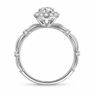 Anillo de compromiso de lujo de plata 925 con diamantes redondos, engaste de púas, joyería fina clásica para mujer - Product Image 3
