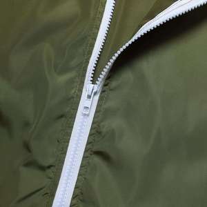 <b>Men</b> Color Block Hooded <b>Jacket</b> Full Zip Drawstring Olive Green <b>White</b> Sporty Windbreaker - Product Image 5