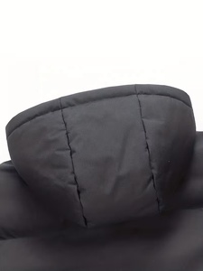 Direct FT Men's Hooded Puffer Jacket Windproof Thick Polyester Winter Casual Zipper Closure Solid Color Loose Fit Regular Length - Product Image 3