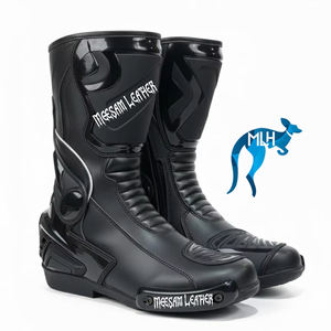 Botas de Motociclismo de Cuero de Diseño Exclusivo para Hombre, Forro de Malla de Primera Calidad, Estilo de Carreras, Ventiladas, Blancas - Product Image 1