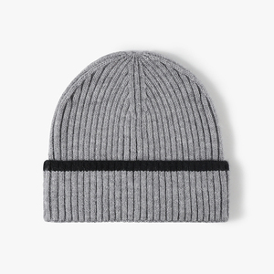wholesale custom super quality 100% <b>wool</b> breathable <b>beanies</b> hat custom printed logo winter warm skull cap factory - Product Image 3