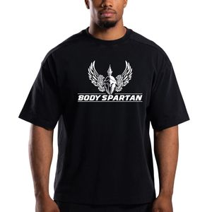 เสื้อยืดโอเวอร์ไซส์สีดำสำหรับผู้ชาย ผ้าคอตตอนสโตนวอช คอกลม ทรงหลวม สไตล์ลำลอง แฟชั่นสตรีทแวร์ - Product Image 3