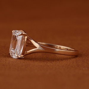 แหวนเพชรเม็ดเดี่ยวทรงอาโชก้า ทองคำแท้ 14K หรูหรา พร้อมใบรับรอง IGI แหวนหมั้นแบบแยกก้าน - Product Image 3