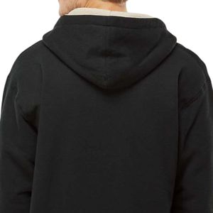 Black Sherpa <b>Lined</b> Zip Hooded Sweatshirt Heavyweight <b>Fleece</b> Hoodie Warm Full Zip <b>Jacket</b> Custom Logo Winter Casual Outdoor - Product Image 4