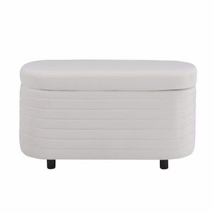 Panca e Pouf Multifunzionale in Velluto Bianco con Vano Contenitore - Product Image 4