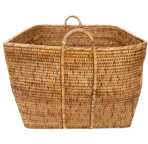 Panier à linge en rotin naturel fait main avec poignées, grand panier de rangement, organisateur pour la maison - Product Image 2