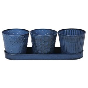 Nouvel ensemble de pots de fleurs classiques en métal thermolaqué avec plateau pour décoration de jardin intérieur/extérieur, taille personnalisable - Product Image 4