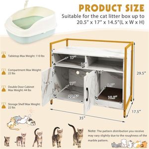 White Double-Door Cat Litter Box with Side Table Locker Feature for Cats & Their Toilet Needs - Product Image 5