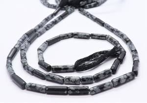 Perles en obsidienne noire naturelle AAA, forme de tuyau lisse, 5x14MM, perles carrées en pierre précieuse, 13 pouces, perles en obsidienne noire pour bijoux - Product Image 3