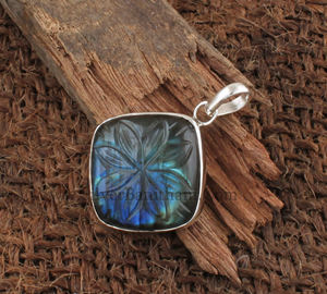 Pendentif en argent sterling 925 avec fleur de labradorite naturelle vintage, bijou en vrac pour anniversaire - Product Image 2