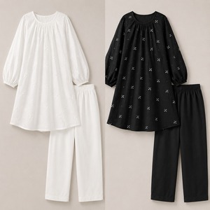 ชุดเซ็ตผ้าฝ้ายลอนน์ 100% ลายนูน สำหรับผู้หญิง รุ่น Annisa Elegant |   เสื้อเชิ้ตแขนยาว 2 ชิ้น กางเกงขายาวทรงตรงแบบเรียบ |   แห้งเร็ว - Product Image 1