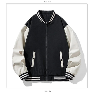 Veste universitaire en toile à col montant pour homme avec logo personnalisé et broderie frontale, design vierge - Product Image 3