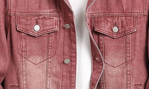 Veste en jean délavé rose poussière pour homme sur mesure avec poches sur la poitrine et sur les côtés - Product Image 6