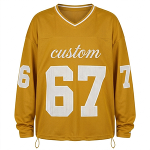 Maillot de football américain personnalisé, short moutarde, vêtements de sport pour adultes, respirant, en maille polyester, imprimé avec nom et numéro personnalisés - Product Image 1