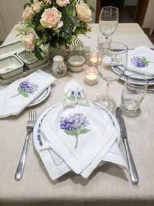 Servilletas de Algodón Bordadas Personalizadas al por Mayor, Servilletas Cuadradas con Dobladillo de Hortensias Moradas, Decoración de Mesa para Bodas, Fiestas y Hogar - Product Image 6