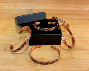 Pure Copper <b>Adjustable</b> <b>Bracelet</b> Copper Cuff Bangle-Personalized Reactive Printing Handmade India Non Toxic Polished Home - Product Image 3