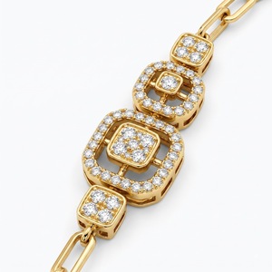Unisex 9K Solid Gold Lab Grown Round Cut Diamonds IGI Certified Signature Style Everyday Wear <b>Bracelet</b> with 31 Diamonds - Product Image 4