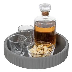 Assiette à gâteau ronde en céramique écologique de style américain, diamètre 10,9 pouces, design minimaliste, passe au lave-vaisselle, couleur grise - Product Image 3