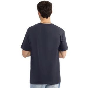 T-shirt décontracté bleu marine foncé pour homme, col rond, manches courtes, en coton doux, coupe oversize, respirant, streetwear d'été, personnalisable - Product Image 2