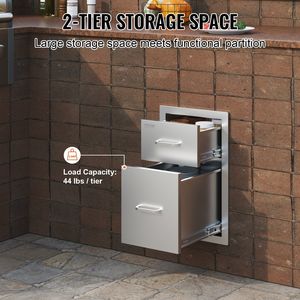 Accesso cucina esterna cassetti portaoggetti 13 \ "W X 20.5 \" H X 21 \ "D doppio accesso barbecue in acciaio inox maniglia a filo per Patio - Product Image 3