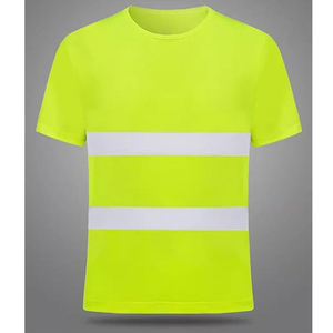 Men's <b>Neon</b> Green Reflective Work <b>T</b>-<b>Shirt</b> Custom Logo Printed Hi Visibility Short Sleeve O-Neck Polyester Fluorescent <b>Shirt</b> - Product Image 3