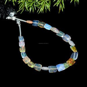 Natural Handmade Premium Ethiopian <b>Fire</b> <b>Opal</b> Rectangle Shape Faceted Gemstone Beads 4x3 to 6x4 MM 4 Inch Strand Making Jewelry - Product Image 1