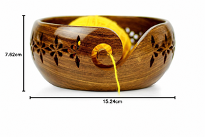 Premium Quality Handmade Carved Fashion Sheesham Wood Yarn Bowl 20cm for <b>Knitting</b> <b>Needle</b> Crochet Hooks - Product Image 4