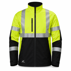 Chaqueta de Seguridad de Alta Visibilidad Clase 2, Naranja y Negra con Franjas Reflectantes, Impermeable, con Cierre Completo, Ropa de Trabajo Softshell al por Mayor - Product Image 2